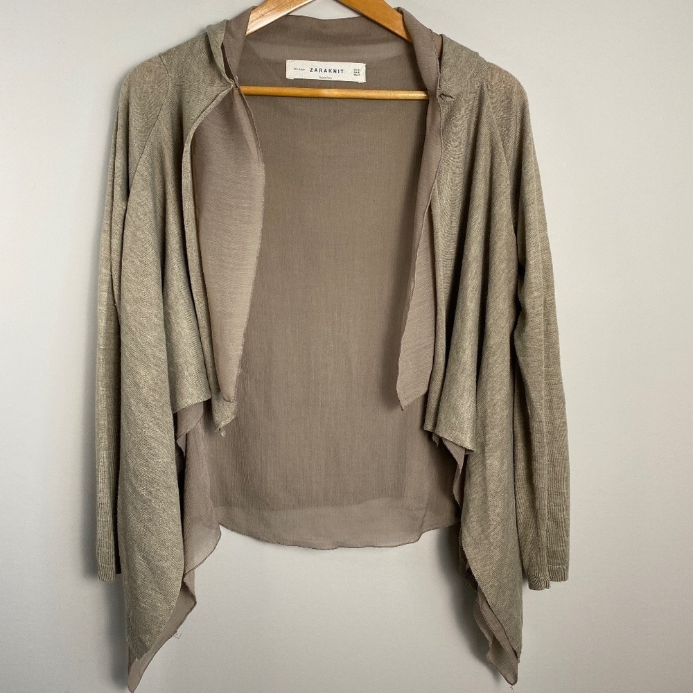 Zara Knit Women's Open Front Knit‎ Cardigan Wrap Long Sleeve Lined Size Medium